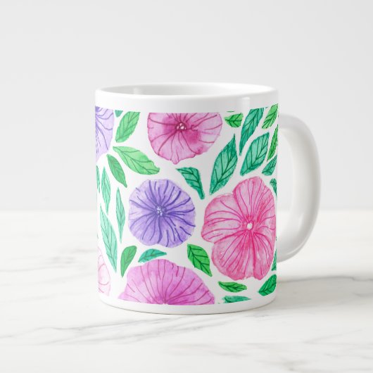 Grande Tasse Jardin de pétunia aquarelle (Devant droit)