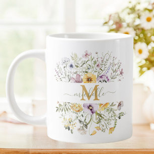 Grande Tasse Jardin Floral Élégant de Fleurs Sauvages Colorées 
