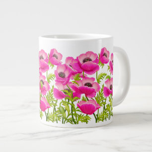 Grande Tasse Jardin rose Fleurs de coquelicots