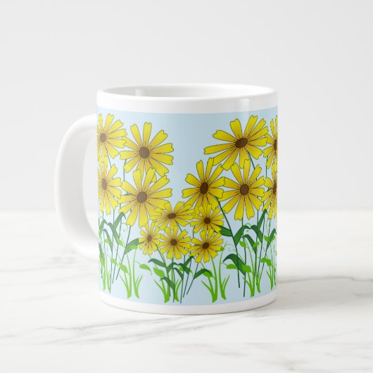 Grande Tasse Jaune Vert Fleur Fleur Floral Nature Design (Devant gauche)