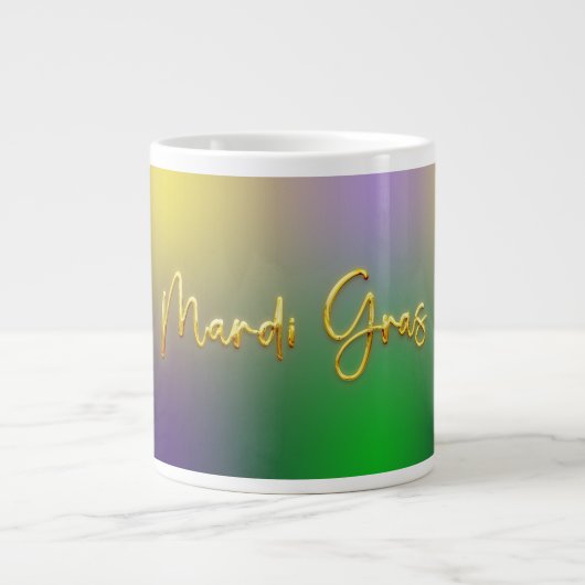 Grande Tasse Jaune, Violet, Vert Mardi Gras (Devant)