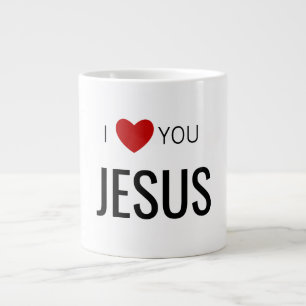 Grande Tasse Je t'aime Jésus Coeur de foi chrétienne moderne