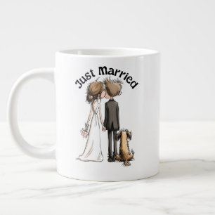 Grande Tasse Jeune Couple Marié avec Chien – Mariage Fantaisist