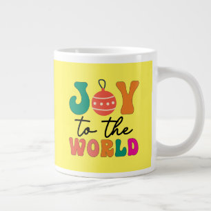 Grande Tasse Joie au monde Typographie de Noël colorée