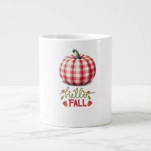 Grande Tasse Joli bonjour chute plaid citrouille
