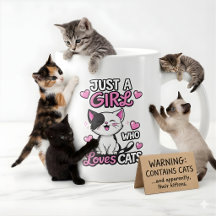 Joli Chatons Noir & Blanc et Cœurs Roses