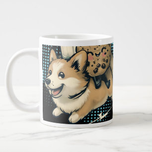 Grande Tasse Joli corgi heureux chiot lait et biscuits