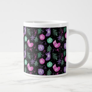 Grande Tasse Joli Doodles de Noël Snowflakes Stocker Arbre