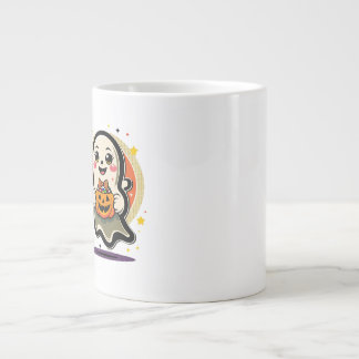Grande Tasse Joli Fantôme Tenant un Seau de Bonbons à la Citrou
