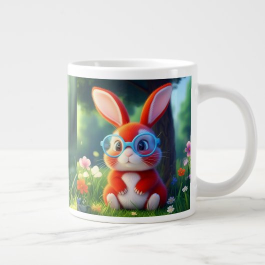 Grande Tasse Joli Lapin Rouge Assis Sous Arbre-75767 (Droite)
