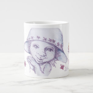 Grande Tasse Jolie petite fille admirant les papillons