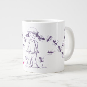 Grande Tasse Jolie petite fille dessinant avec des abeilles
