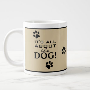 Grande Tasse Jolie typographie de patte de chien personnalisée