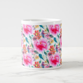 Grande Tasse Jolies fleurs aquarelles colorées