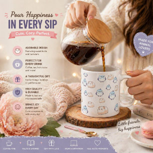 Grande Tasse Jolis Oiseaux et Cochons d'Inde Kawaii.Vibrations 