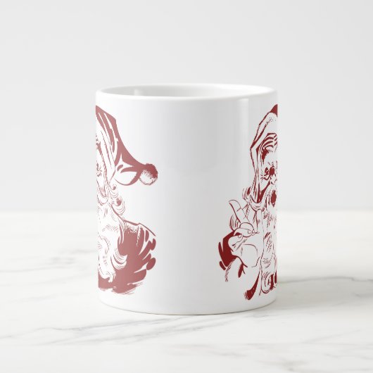 Grande Tasse Jolly Santa Claus dans Red Fun Retro Joyeux Noël (Devant)