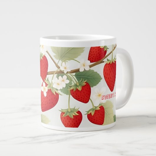 Grande Tasse Jouets doux Fleurs blanches Fraises rouges personn (Devant droit)