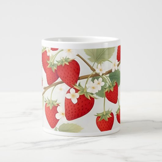 Grande Tasse Jouets doux Fleurs blanches Fraises rouges personn (Devant)