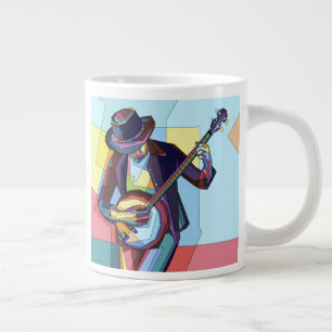 Grande Tasse Joueur de banjo stylisé, musicien