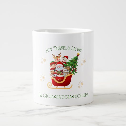 Grande Tasse Joy Travels Light – Bilingual Holiday Sleigh (Devant)