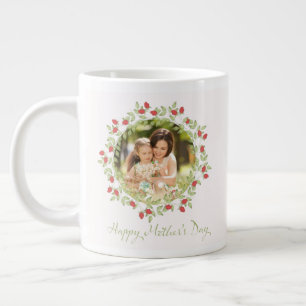 Grande Tasse Joyeuse fête des mères photo Rose d'aquarelle Flor