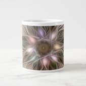 Grande Tasse Joyeuse Fleur Abstrait Beige Brown Floral Fractal (Devant)