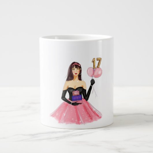 Grande Tasse Joyeux 17e anniversaire (Devant)