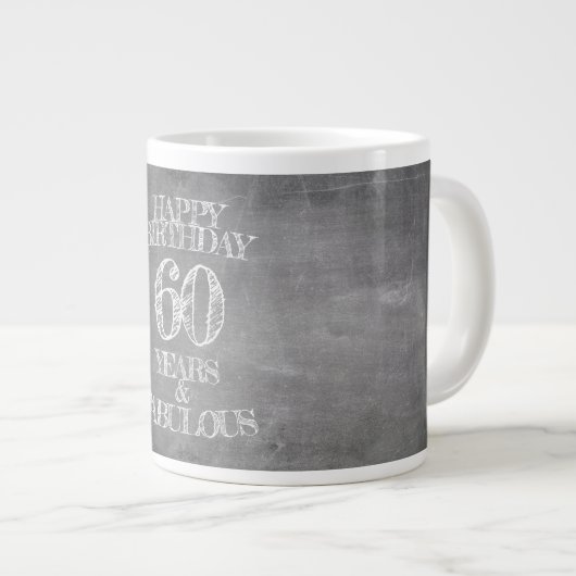 Grande Tasse Joyeux anniversaire - 60 ans & Fabuleux en chalkbo (Devant droit)