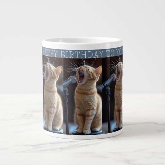 Grande Tasse Joyeux Anniversaire Cute Chats Chantant (Devant)