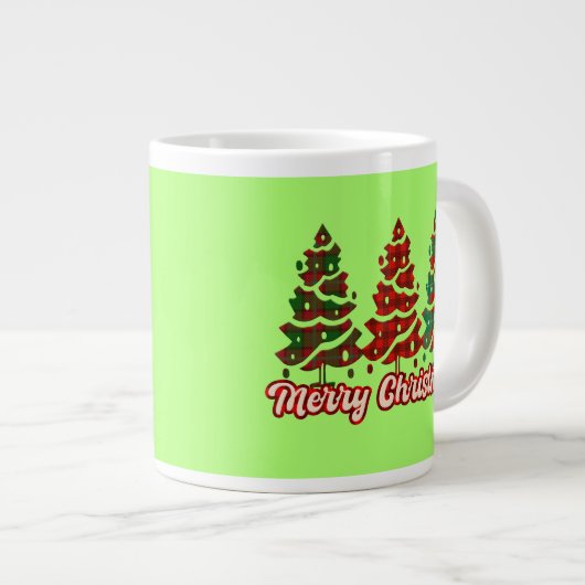 Grande Tasse Joyeux Buffalo Plaid Trees-42019 (Devant droit)