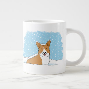 Grande Tasse Joyeux Corgi dans la neige Chien de vacances en