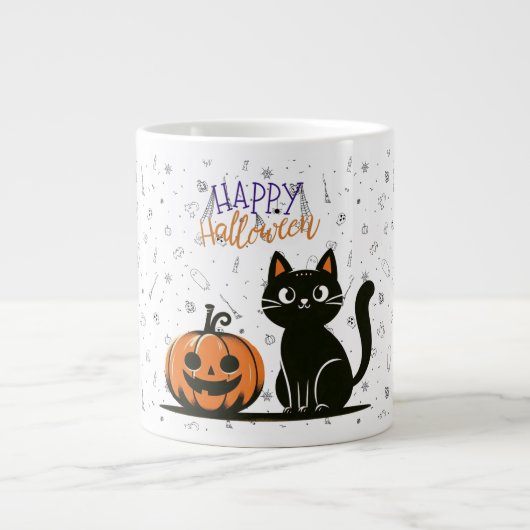 Grande Tasse Joyeux Halloween chat & citrouille (Devant)