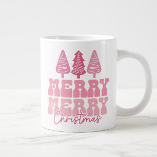 Grande Tasse Joyeux Joyeux Noël - Conception des Fêtes Rose