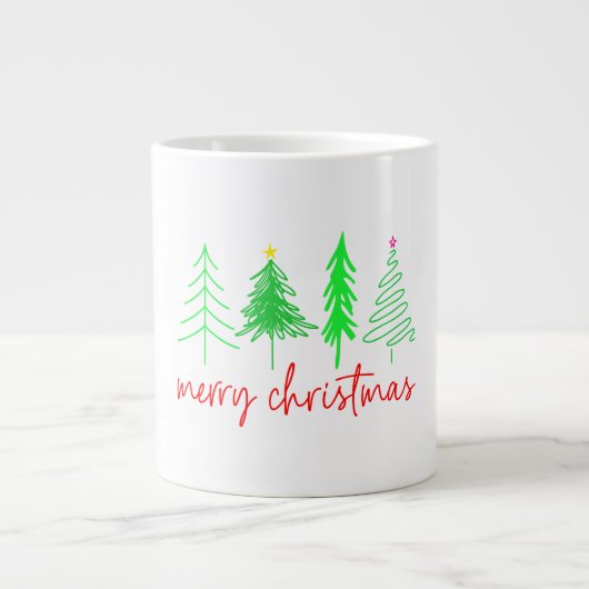 Grande Tasse Joyeux Noël - 4 Arbres (Devant)