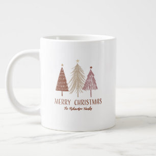 Grande Tasse Joyeux Noël Arbres Neige Fête Élégante Personnalis