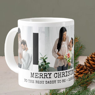 Grande Tasse Joyeux Noël au meilleur futur papa 3 Photo Noir