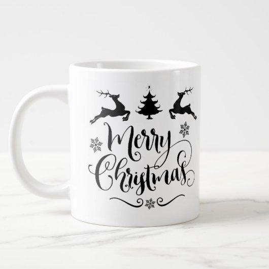 Grande Tasse Joyeux Noël avec Reindeer/Citation de Noël /Mug (Gauche)