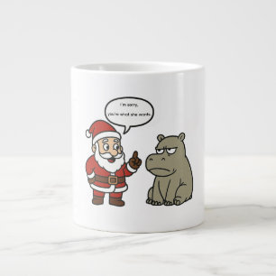 Grande Tasse Joyeux Noël avec un Père Noël et un hippopotame mi