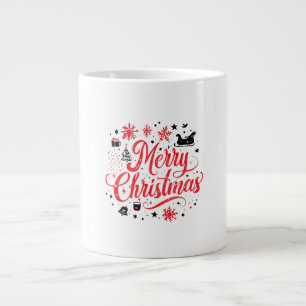 Grande Tasse Joyeux Noël Design moderne Rouge et blanc