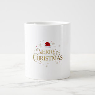 Grande Tasse Joyeux Noël Élégant Design Or et Rouge
