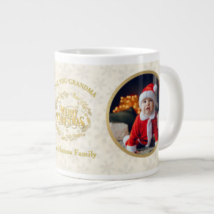 Grande Tasse Joyeux Noël et amour, grand-mère Deux photos