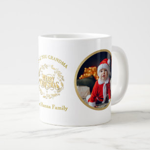 Grande Tasse Joyeux Noël et je t'aime Grand-mère Deux Photos