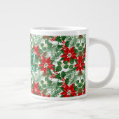 Grande Tasse Joyeux Noël, Motif de fleurs rouges et vertes, (Droite)