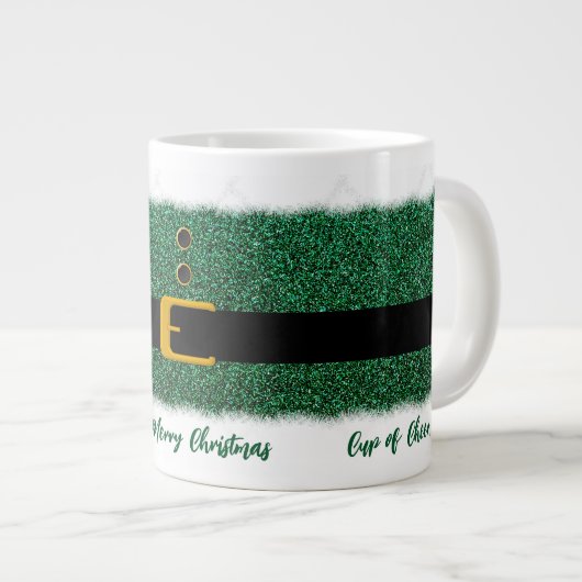 Grande Tasse Joyeux Noël-Père Noël-Vert Éblouissant- (Devant droit)