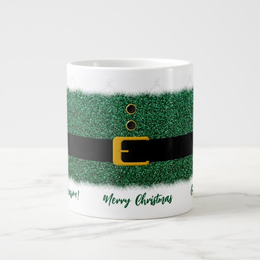 Grande Tasse Joyeux Noël-Père Noël-Vert Éblouissant- (Devant)