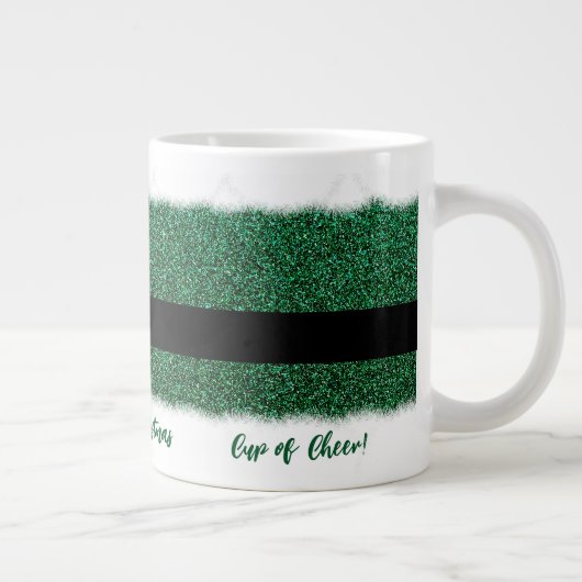 Grande Tasse Joyeux Noël-Père Noël-Vert Éblouissant- (Droite)
