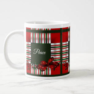 Grande Tasse Joyeux Noël Rouge Vert Plaid