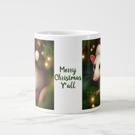 Grande Tasse Joyeux Noël Ya'll avec Possum (Devant)