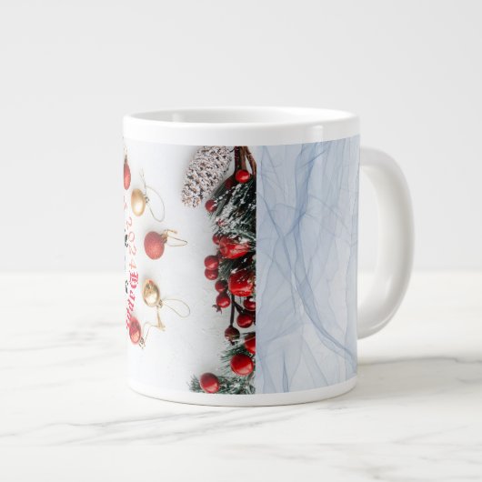 Grande Tasse Joyeux Nouvel An blanc bicolore (Devant droit)