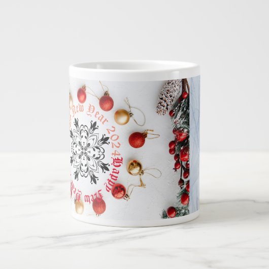 Grande Tasse Joyeux Nouvel An blanc bicolore (Devant)